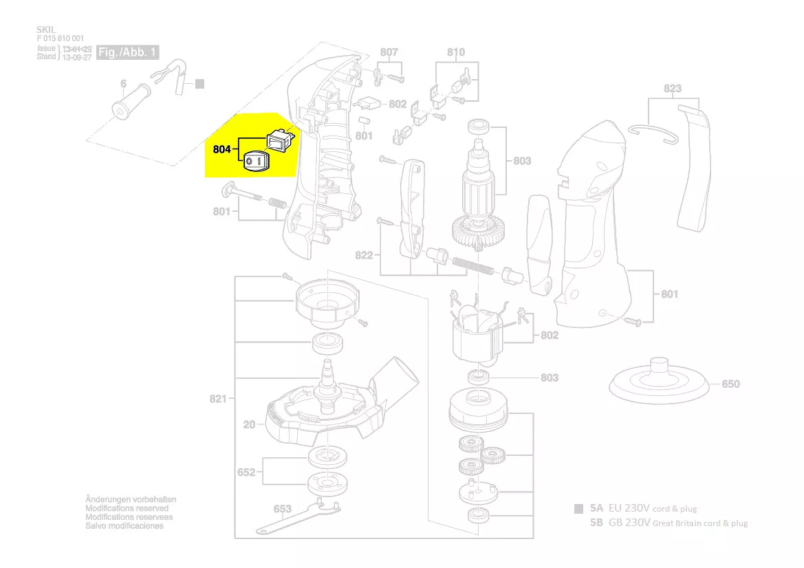 Interrupteur réf. 2610Z04820 Skil